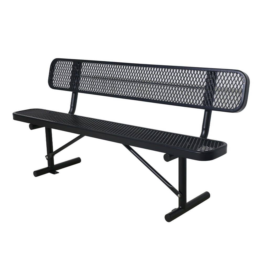 72 in. 4-Person Black Thermoplastic Coated Metal Outdoor Garden Bench Park Bench, Picnic Bench, Commercial-Grade Seating price history on PriceWatchPro