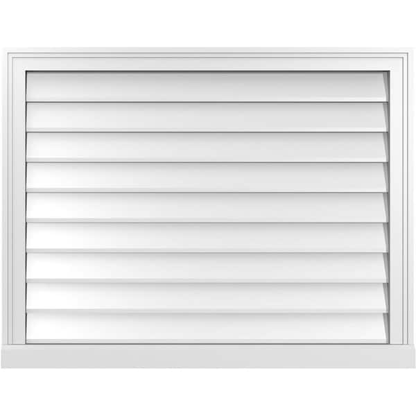 Ekena Millwork 36 in. x 28 in. Vertical Surface Mount PVC Gable Vent: Decorative with Brickmould Sill Frame