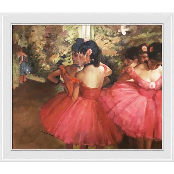LA PASTICHE Dancers in Pink by Edgar Degas Galerie White Framed People Oil Painting Art Print 24 in. x 28 in.