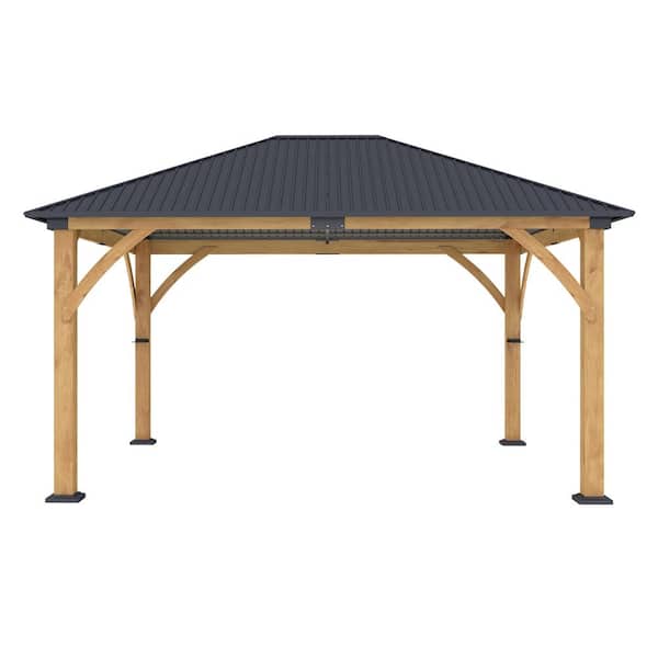 COVERONICS Outdoor 13 ft. x 15 ft. Galvanized Steel Hardtop Gazebo with Spruce Frame