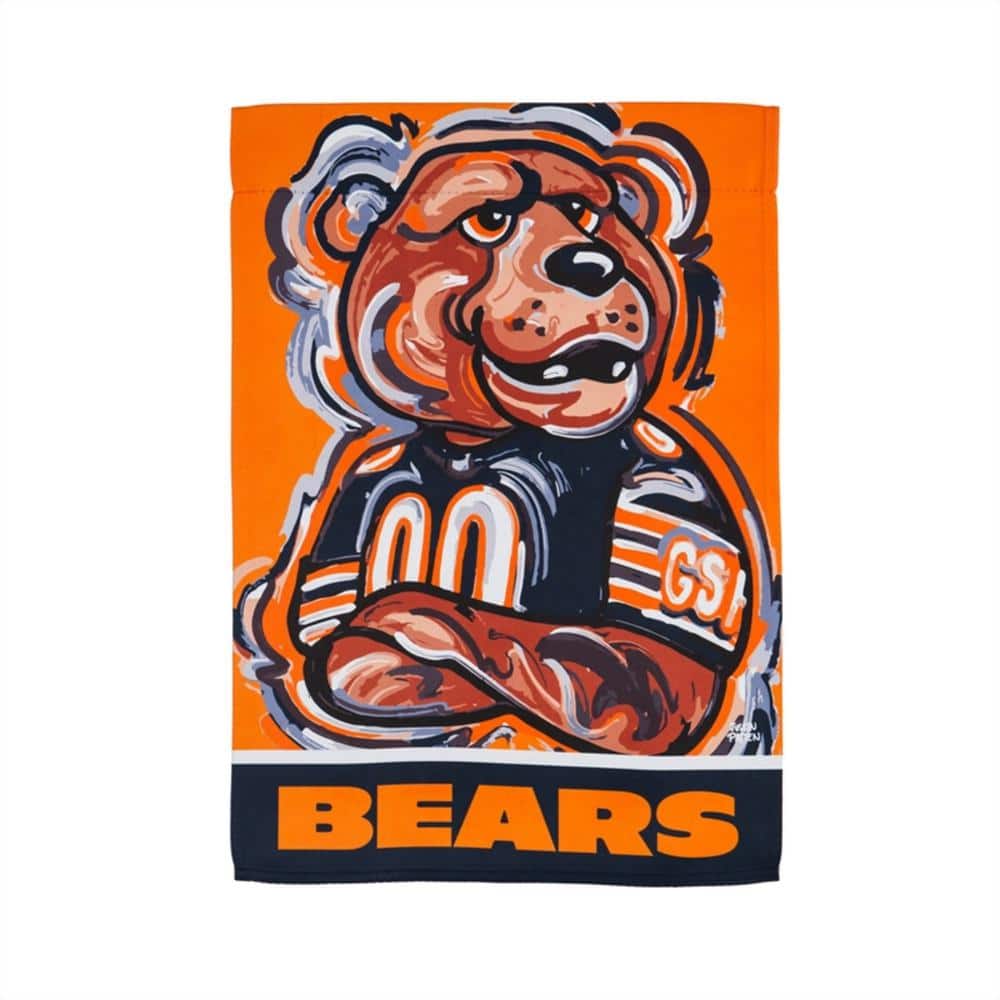 Chicago Bears Double-Sided Suede Garden Flag with Mascot Artwork