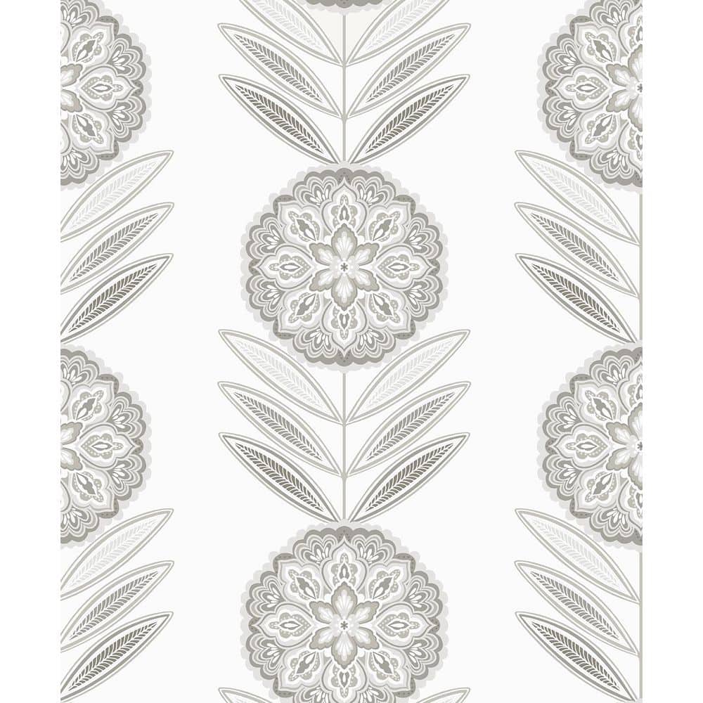 57.5 sq. ft. Smoke Belle Floral Stripe Unpasted Nonwoven Paper Wallpaper Roll price history on PriceWatchPro