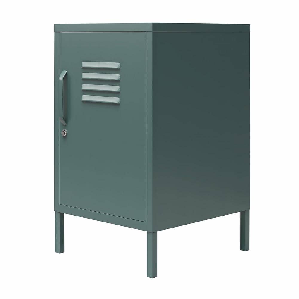 Hunter Green Metal Locker Style End Table with Storage