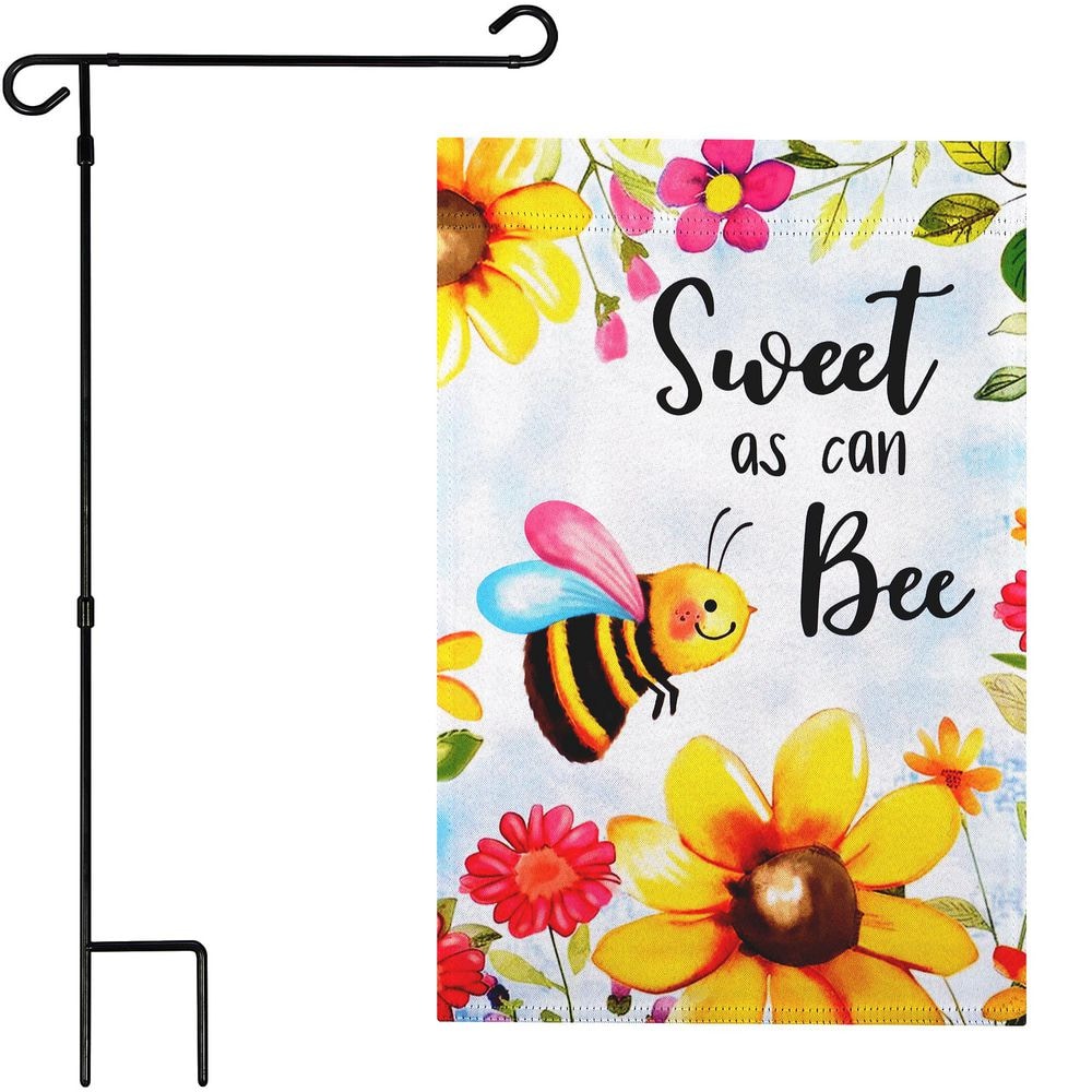 1 ft. x 1.5 ft. Polyester Sweet Bee Flowers 2-Sided Garden Flag with 36 in. Black Iron Garden Stand price history on PriceWatchPro