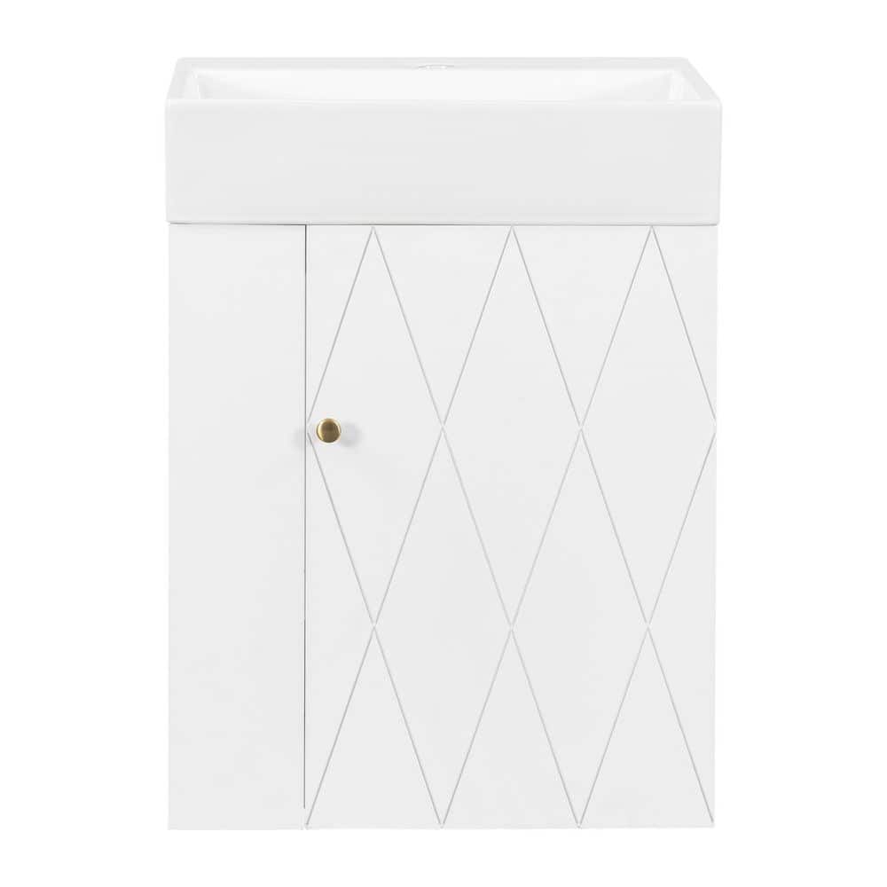 20 in. Single Sink Wall-Mounted White Bath Vanity with White Ceramic Top price history on PriceWatchPro