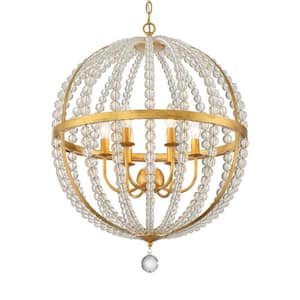 Roxy 6-Light Antique Gold Cage Chandelier