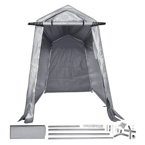 SKYSHALO Compact Outdoor Shelter, 6x8x7 ft. Durable Season-Long Storage Canopy, Instant Setup Tent with Roll-up Door