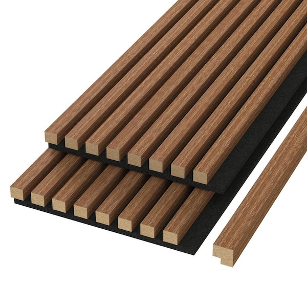 104 in. x 11 in. x 1 in. Acoustic Vinyl Squared Slat Wall Siding Board in Light Maple Color (Set of 2-Piece)