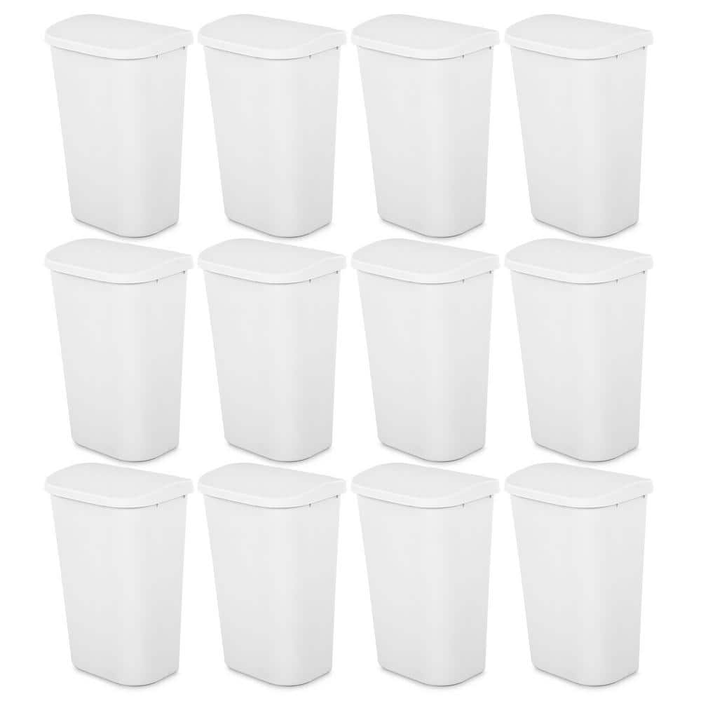 Sterilite 11.3 Gal Lift Top Lid Wastebasket Kitchen Trash Can, White (12  Pack)