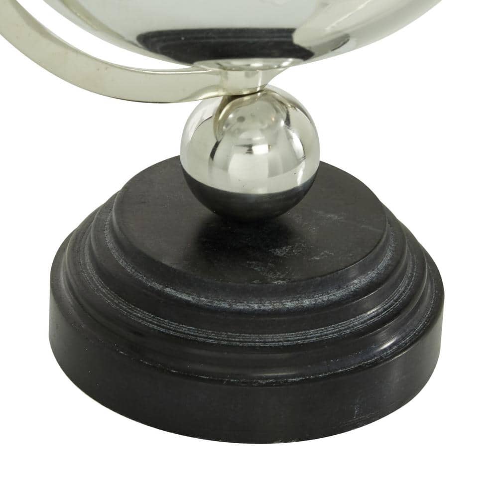 Elegant Silver Abstract Globe with Marble Base 8" x 13"