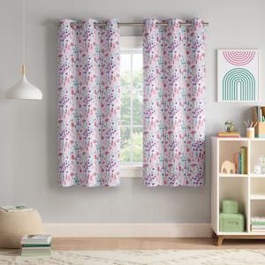 Kids Mushroom Multi Polyester Printed 37 in. W x 63 in. L 100% Blackout Curtain (Single Panel)