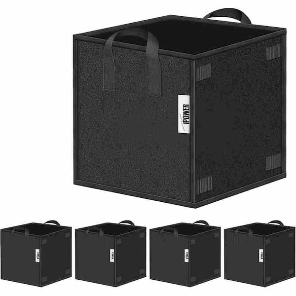 5 Pack 5 Gal. Square Thick Fabric Grow Bags with Handles in Black