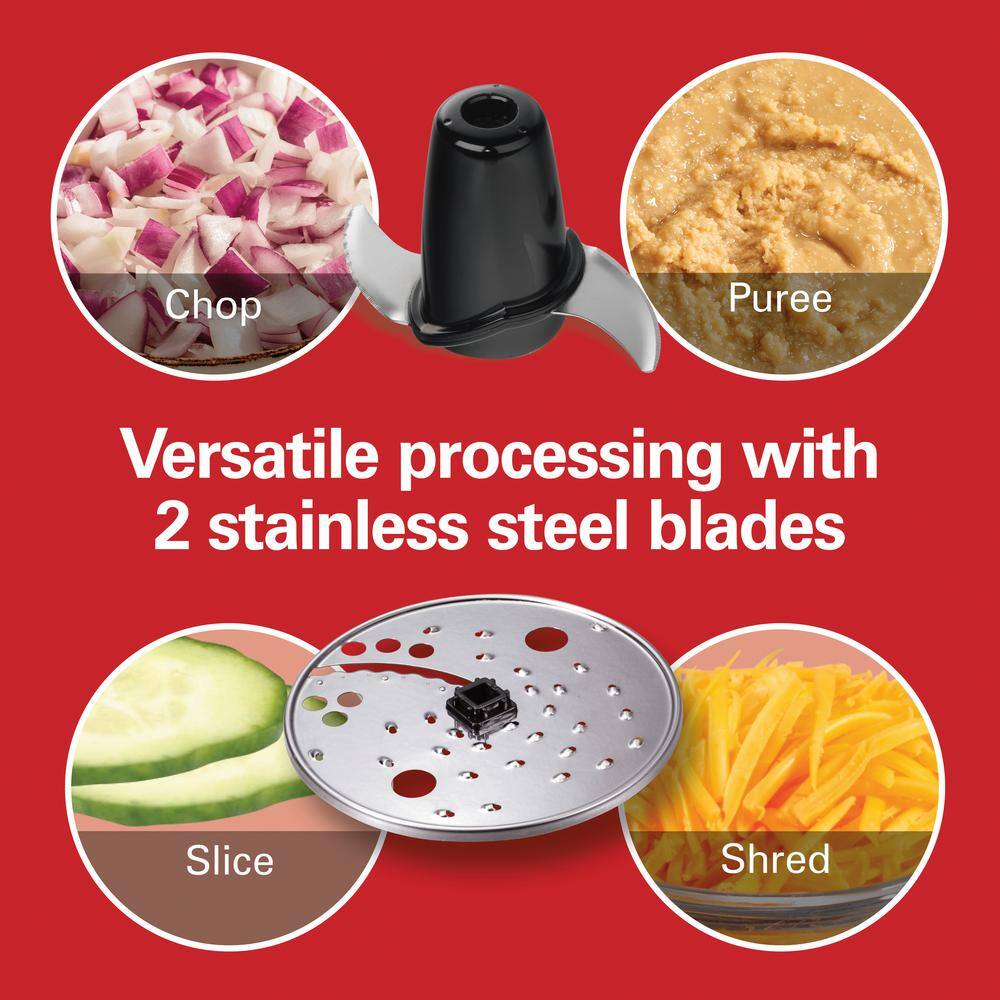 Hamilton Beach 8-Cup Black Food Processor with Bowl Scraper