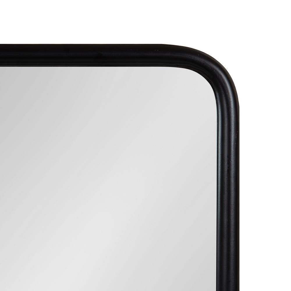 Estero 18x30 Black Metal-Forged Radius Rectangle Wall Mirror with Shelf
