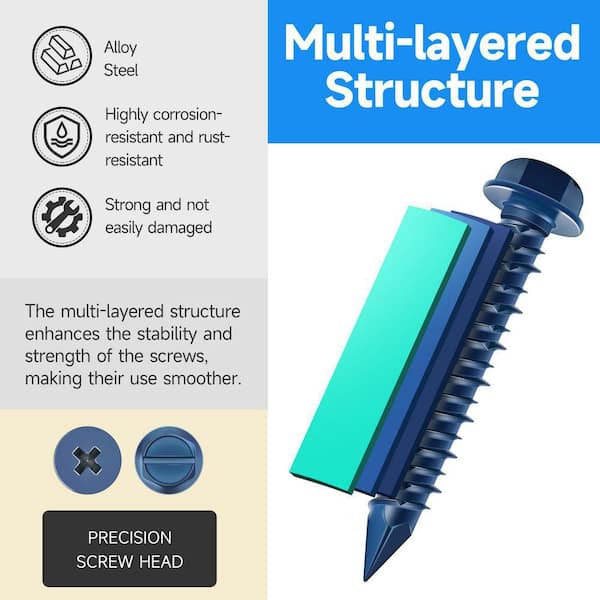 1/4 in. x 1-3/4 in. Assorted Sizes Hex and Phillips Head Concrete Anchors with Drill and Driver Bits (200-Piece)