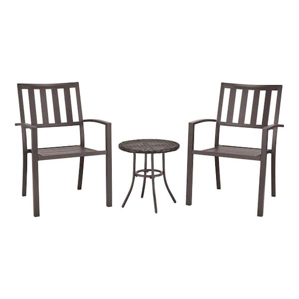 Hampton bay mix and match black stackable metal slat outdoor patio dining chair discount