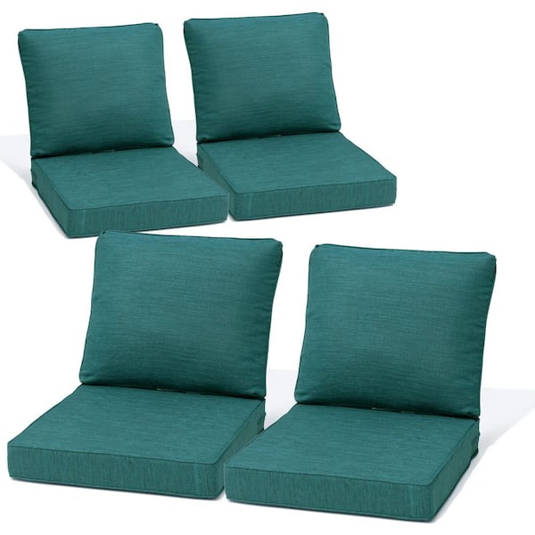 27.6 in. x 24.4 in. 4-Piece Outdoor Deep Seat Cushion for Patio Sofa and Couch in Malachite