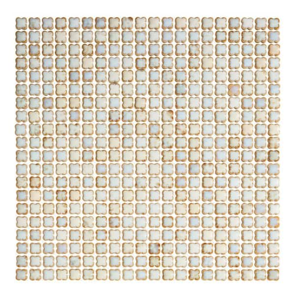Fioretti Glossy Beige 6 in. x 6 in. Porcelain Mosaic Take Home Tile Sample