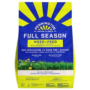14.4 lbs. 4,000 sq. ft. Full Season Weed and Feed Lawn Fertilizer Granules Plus Crabgrass Control 25-0-8