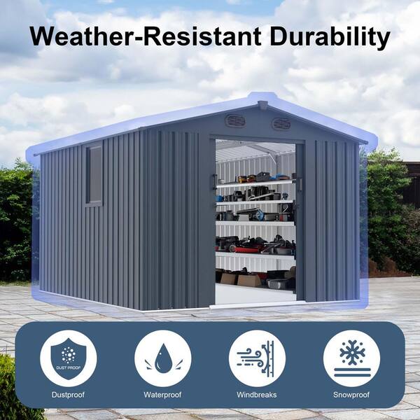 Zeus & Ruta 10 ft. W x 8 ft. D Metal Storage Shed with Window and