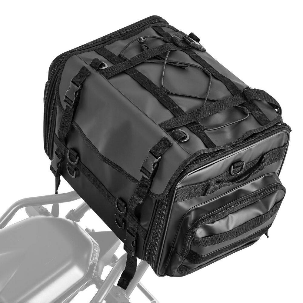 Motorcycle Tail Bag, 40-60 L Expandable Motorcycle Rear Seat Bag with Waterproof Rain Cover, Foldable Outdoor, Black price history on PriceWatchPro