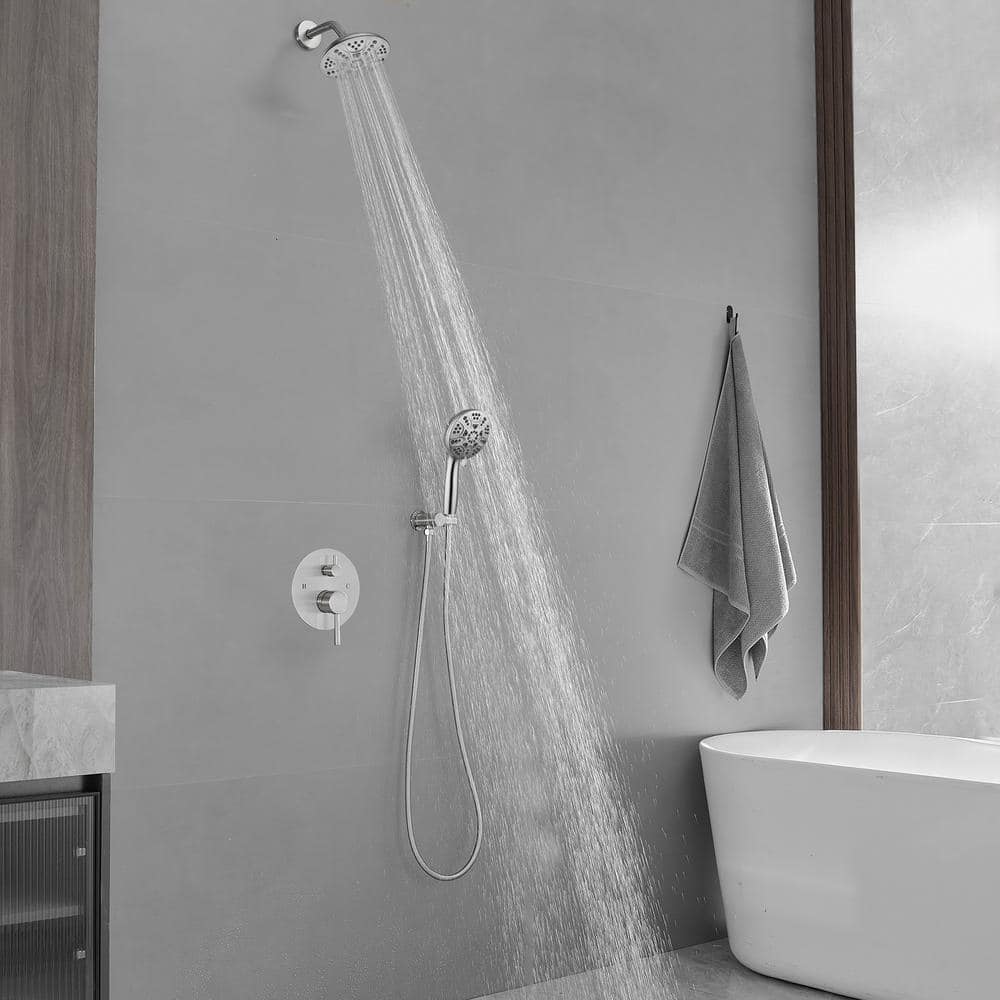 Brushed Nickel Dual Function Rain Shower Faucet with Handheld
