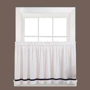 Kate 24 in. L Polyester Tier Curtain in Black (2-Pack)