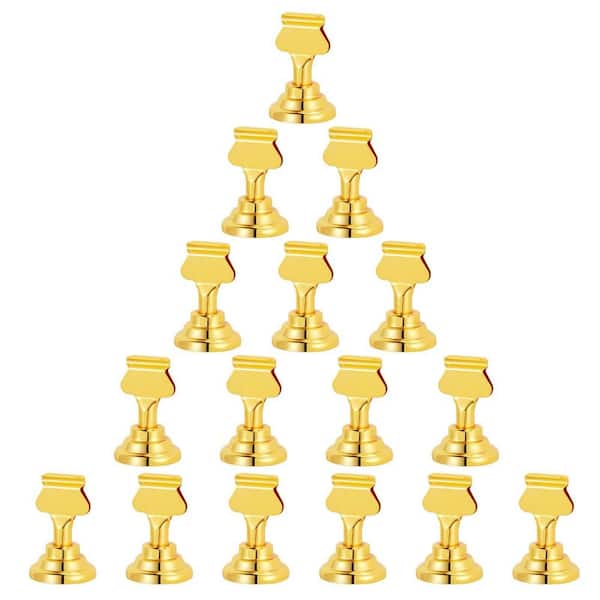 1 in. W x 1.7 in. H Gold Stainless Steel Table Card Holders for Photos, Memo Notes, Weddings (Set of 16)