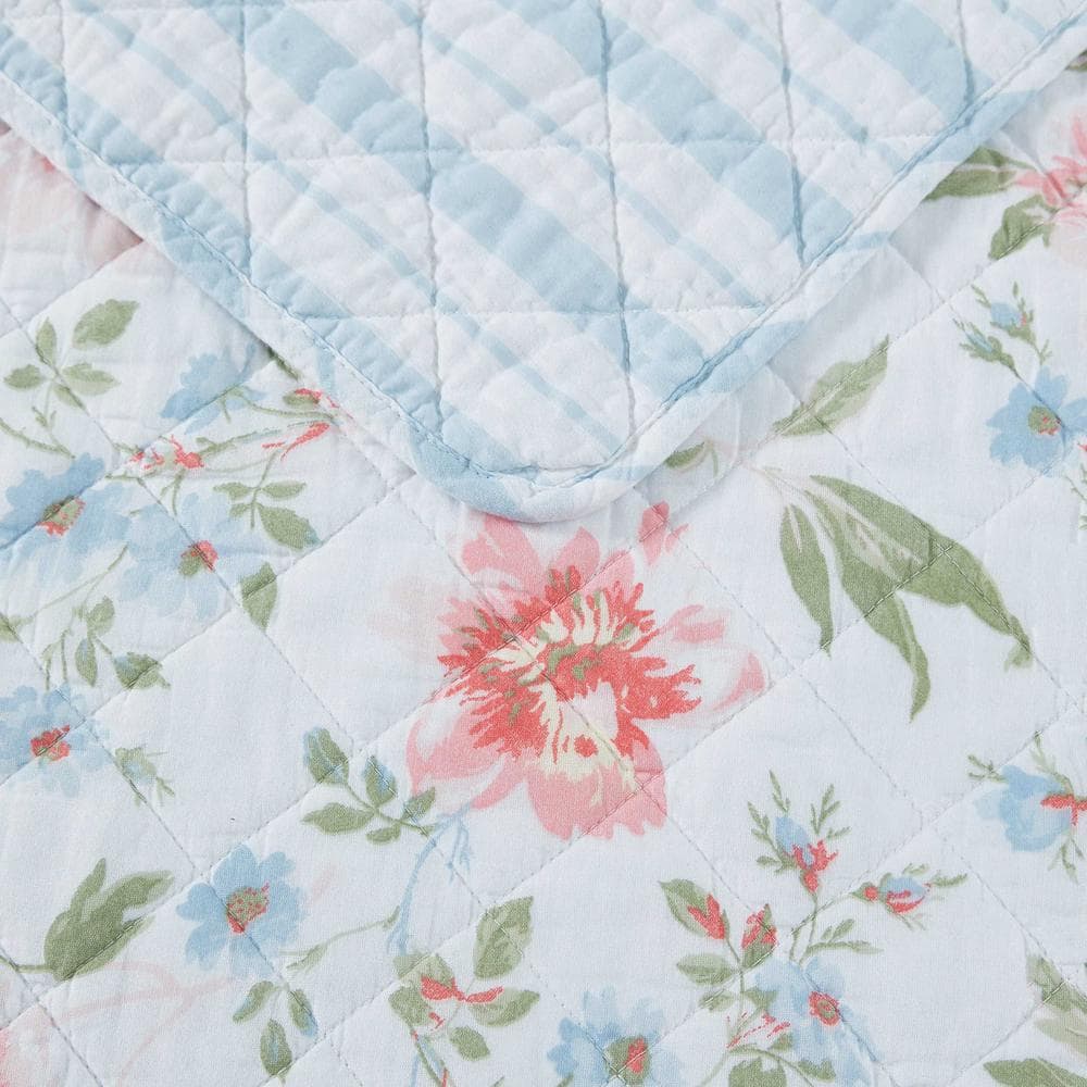 Emilie Pink Floral Cotton Twin Quilt Set
