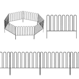 12.6in. H x 10 ft. L Black Metal Fencing 7 Panels Decorative Garden Fence No Dig