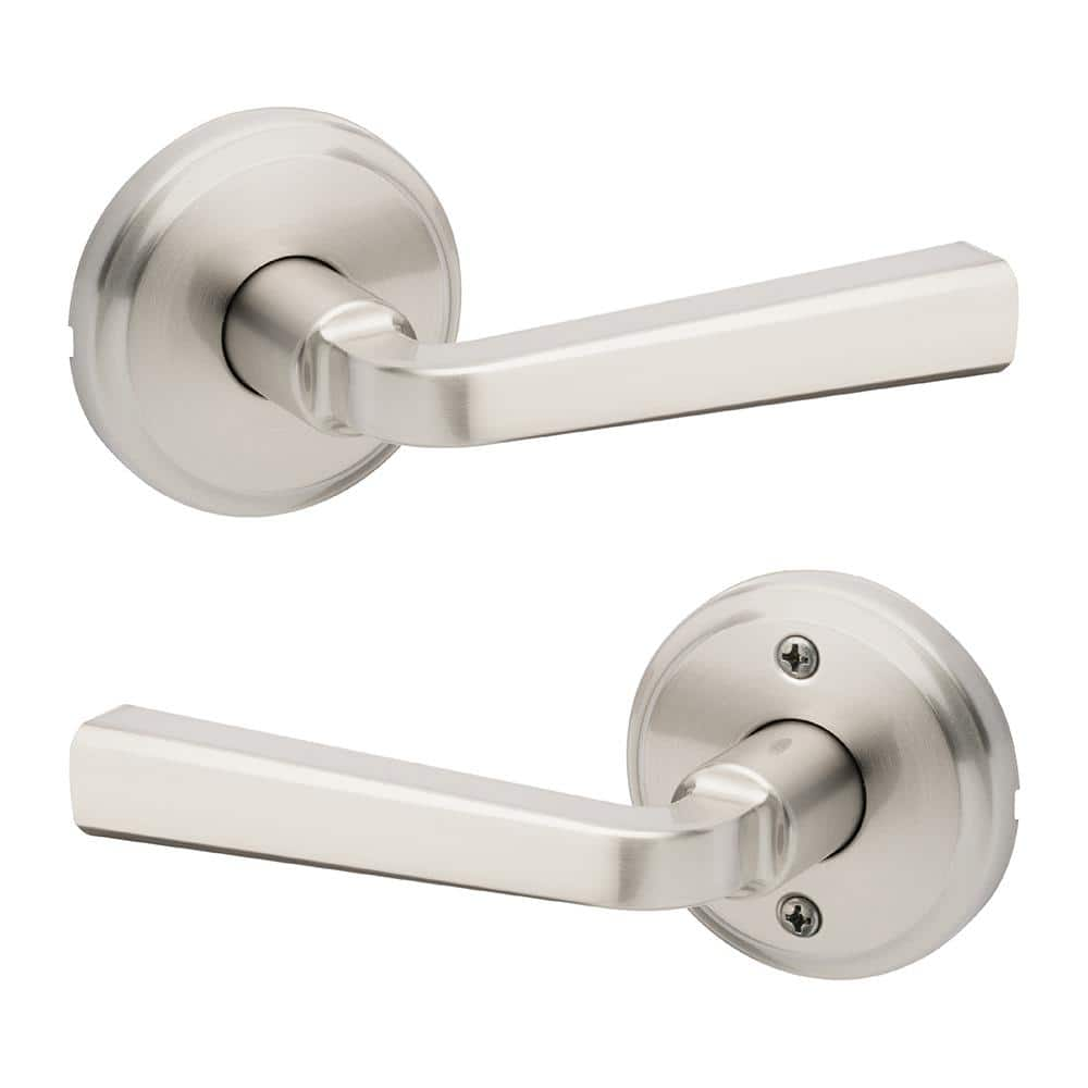 Kwikset Trafford Satin Nickel Reversible Hall Closet Bedroom Passage Door Handle With Microban 8386