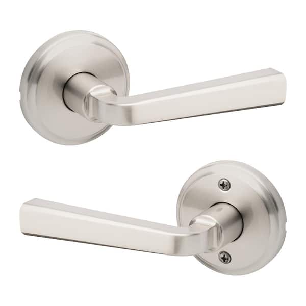 Kwikset Trafford Satin Nickel Reversible Hall Closet Bedroom Passage Door Handle with Microban Antimicrobial Technology
