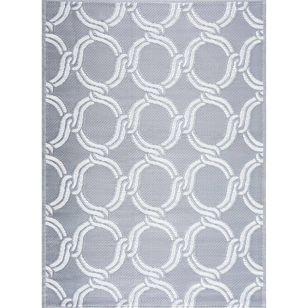 Mykonos Gray White 8 ft. x 10 ft. Reversible Recycled Plastic Indoor