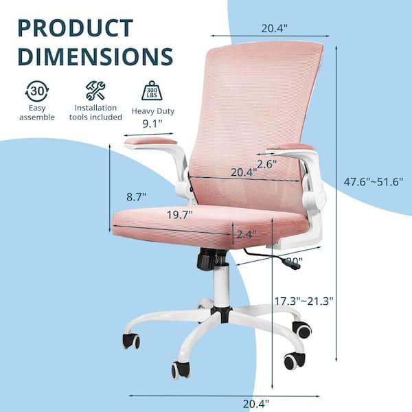 Fenbao Ergonomic Pink Mesh Chair Executive Home Office Chairs with Lumbar Support Armrest Rolling Swivel Adjustable Mid Back