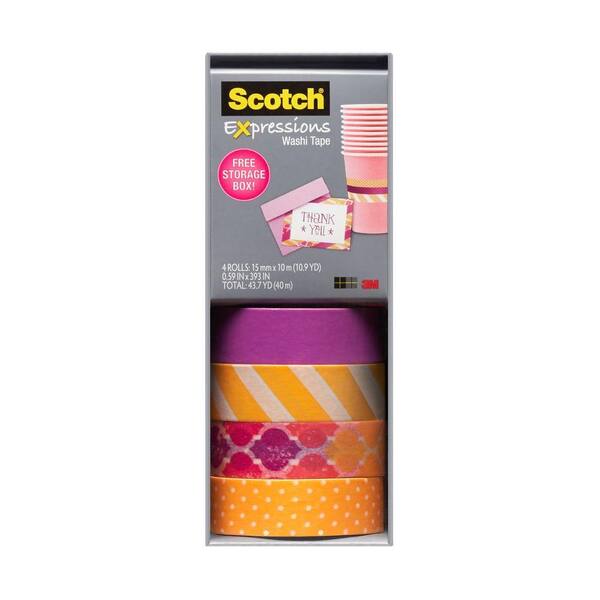 3M Scotch 0.59 in. x 10.9 yds. Dots and Sunset Expressions Washi Tape with Storage Box (Case of 36)