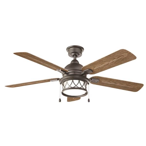 52 in Integrated LED Indoor Outdoor Natural Iron Ceiling Fan with Light Kit 