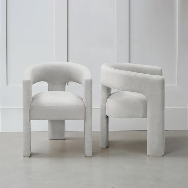 Emilia Light Gray Boucle Fabric Upholstered Dining Chair (Set of 2)