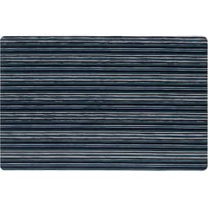 Smooth Step Blue Stripe 24 in. x 35 in. Machine Washable Kitchen Mat