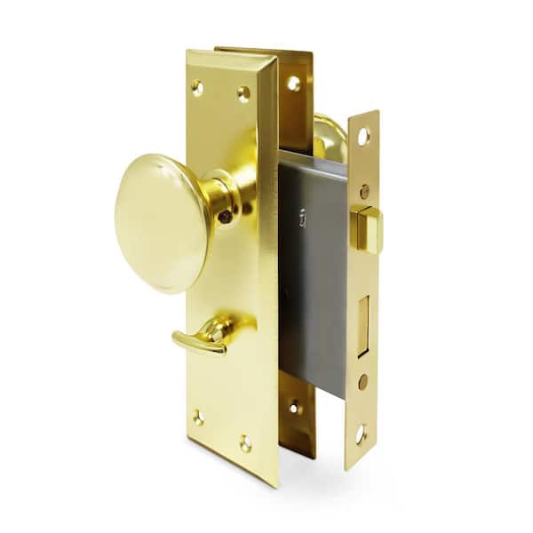 Left/Right Reversible Old Time Mortise Replacement Lockset-Privacy Function-US3 Brass Finish