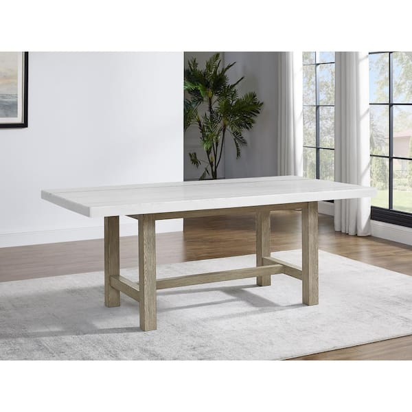 Steve Silver Carena Rectangular White Marble 78 in. D.ining Table Seats 8