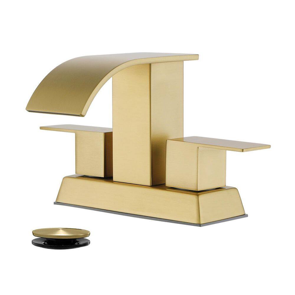 304 stainless steel 4 in. Centerset Double Handle Bathroom Faucet with Drain Kit Included in Gold price history on PriceWatchPro