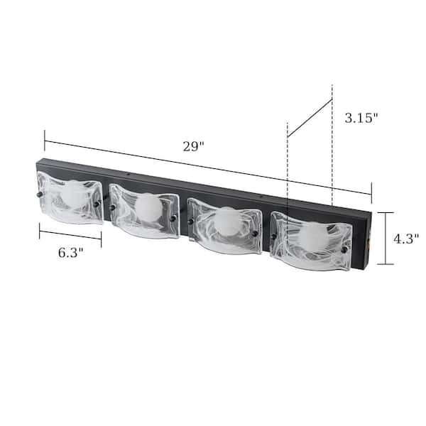 LLHZSY 29 in. 4-Light Matte Black Integrated LED 3 CCT