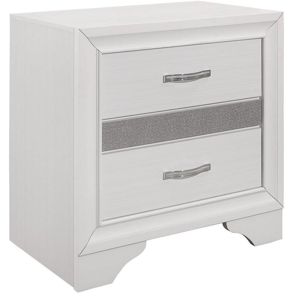 White 2 Drawer 26 in. W Nightstand with 1 Jewelry Drawer