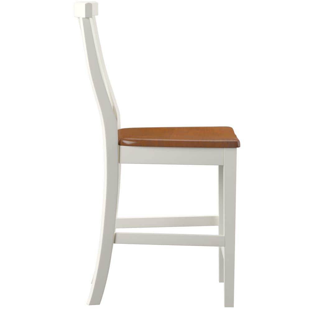 Antique White and Distressed Oak Hardwood 24" Counter Stool