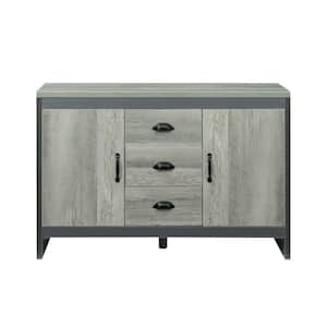 44.49 in. W x 15.35 in. D x 25.65 in. H in Barnwood Particle Board Ready to Assemble Floor Kitchen Cabinet with 3-Drawer
