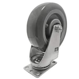 Swivel Plate Caster 6" x 2" Black Rubber Wheel 550# Cap 7-1/2" OAH