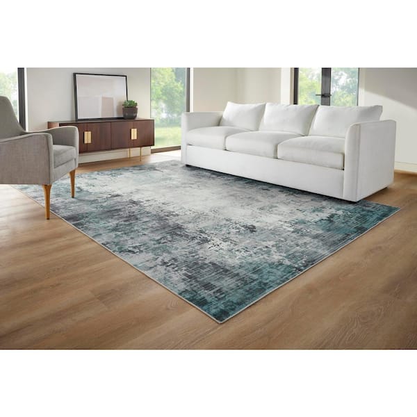 Harmony Gray 4 ft. x 6 ft. Abstract Indoor Machine Washable Area Rug