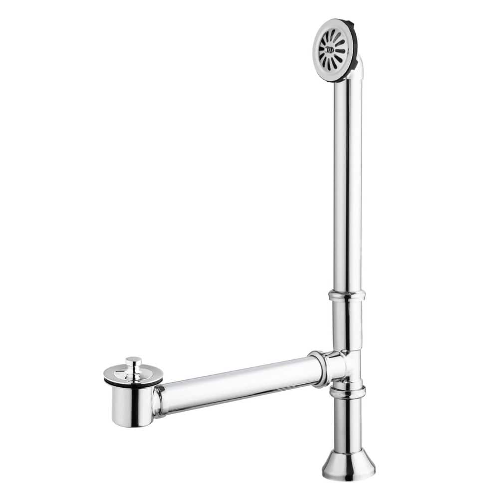 Vintage Clawfoot Tub Drain Kit in Chrome, 1-1/2 in. Brass Tubular Waste Overflow Assembly, Lift and Turn Stopper price history on PriceWatchPro
