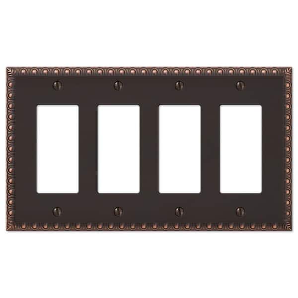 Antiquity 4 Gang Rocker Metal Wall Plate - Aged Bronze