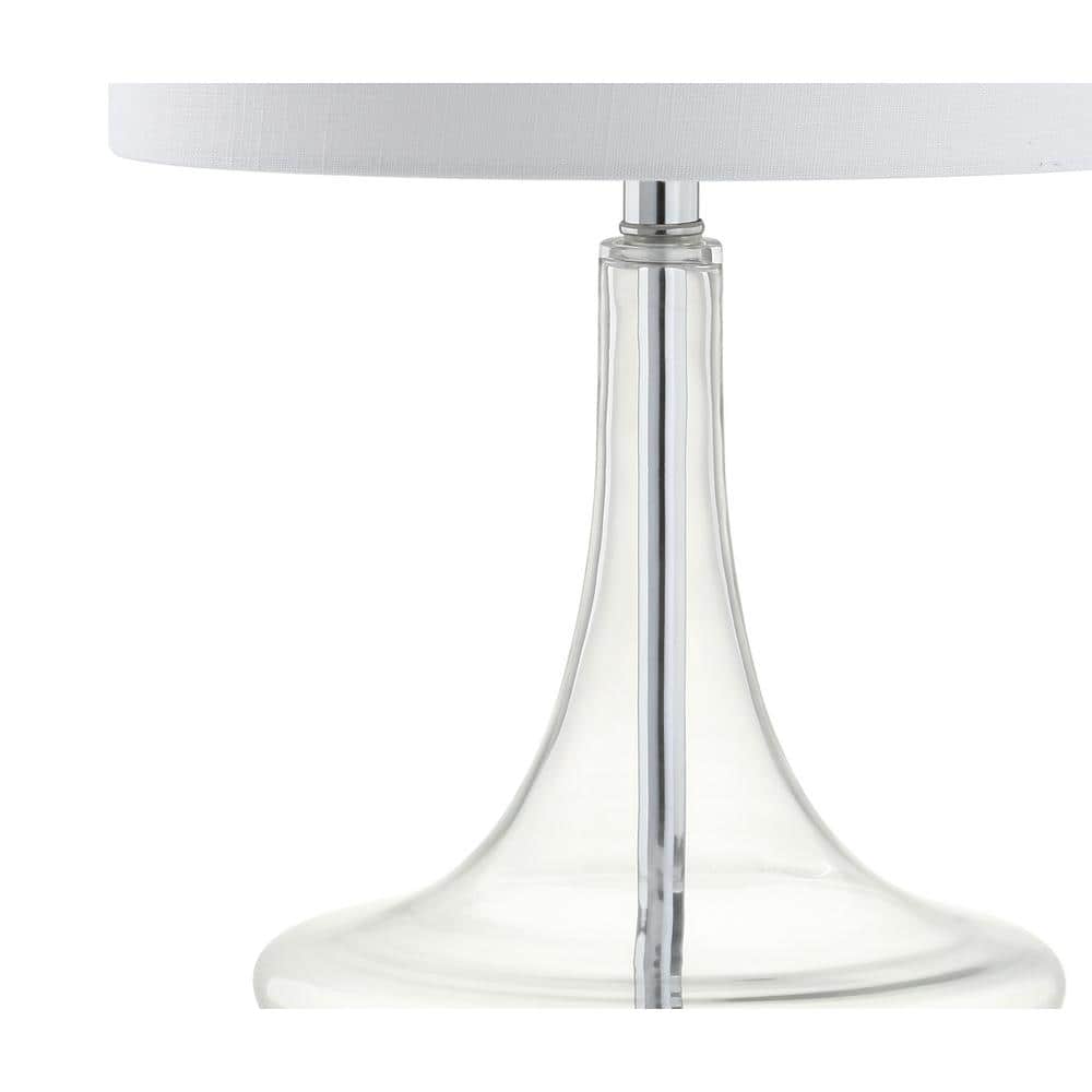 Cecile 25.5" Clear Glass Teardrop LED Table Lamp Set with Linen Shade